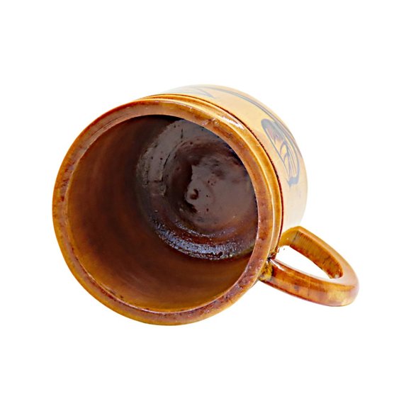 Vintage Hand-Carved, Wood-Turned Glazed Coffee / Teacup / Mug with Flower Theme - Picture 4 of 5